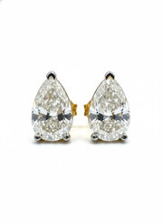 Xariel Lune Pear Lab Diamond Classic Solitaire Stud Earrings in 18K Yellow Gold by Fiona Diamonds