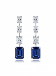 Ember Serenity Oval Lab Diamond Dangler Earrings in 14K White Gold by Fiona Diamonds