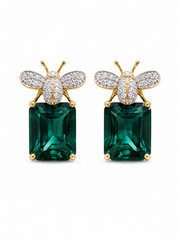 Zaelith Lace Round Lab Diamond Designer Earrings in 18K Yellow Gold by Fiona Diamonds