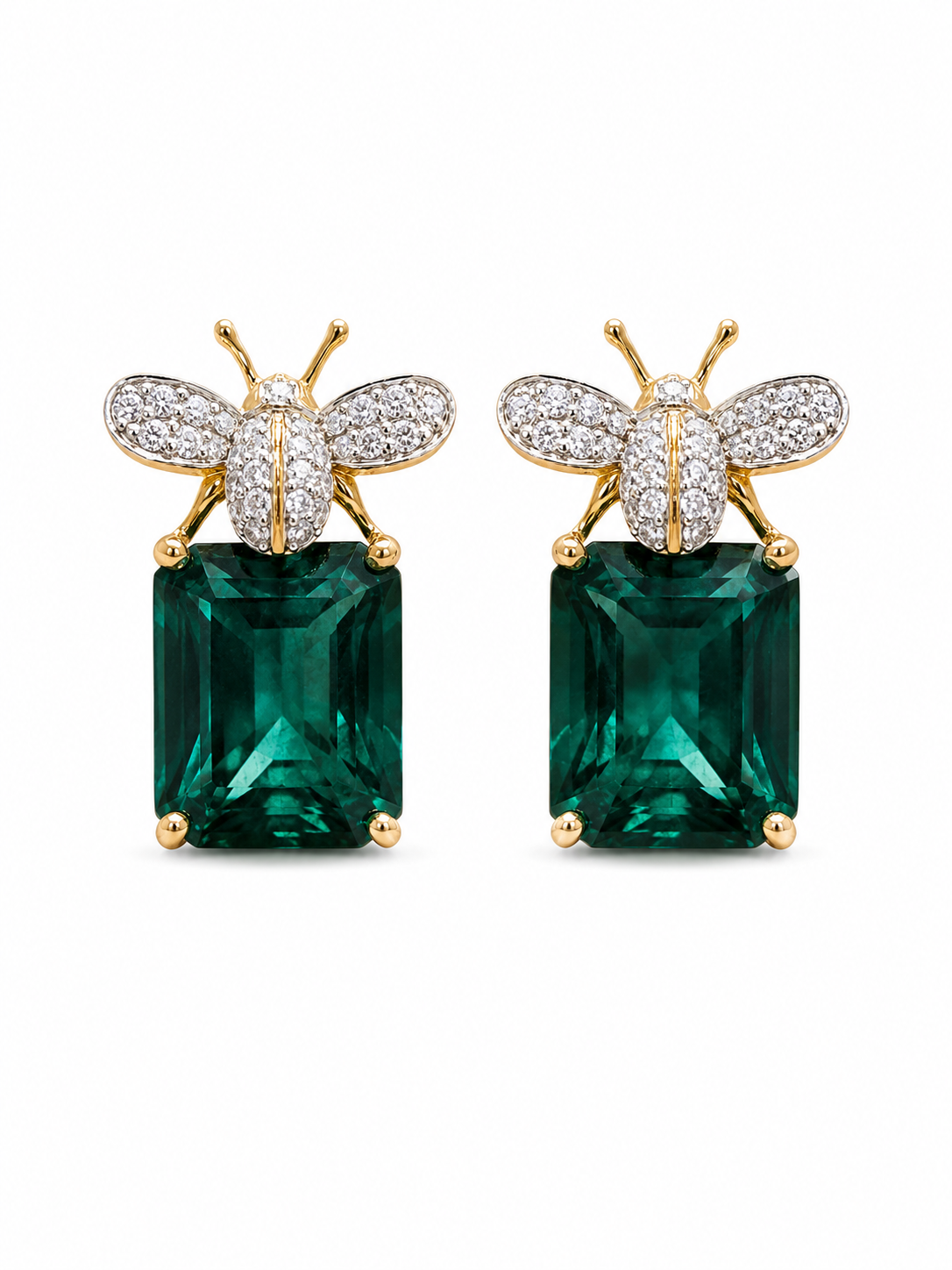 Zaelith Lace Round Lab Diamond Designer Earrings in 18K Yellow Gold by Fiona Diamonds