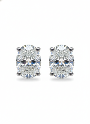 Ether Float Oval Lab Diamond Classic Solitaire Stud Earrings in 18K Yellow Gold by Fiona Diamonds