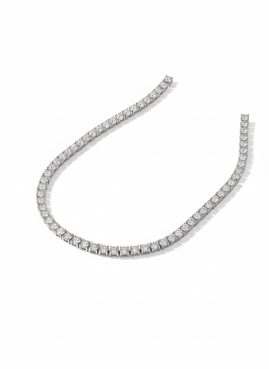 Haven Drape Round Lab Diamond Tennis Necklace in 18K Yellow Gold by Fiona Diamonds