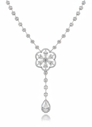 Reverie Chain Pear Lab Diamond Designer Necklace in 14K White Gold by Fiona Diamonds