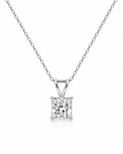 Braxen Glow Princess Lab Diamond Solitaire Pendant in 18K White Gold by Fiona Diamonds