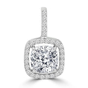 Ross 1ct Cushion Halo Lab Diamond Pendant - Fiona Diamonds - Fiona Diamonds