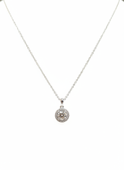 Stella Mirage Round Lab Diamond Halo Pendant in 18K White Gold by Fiona Diamonds