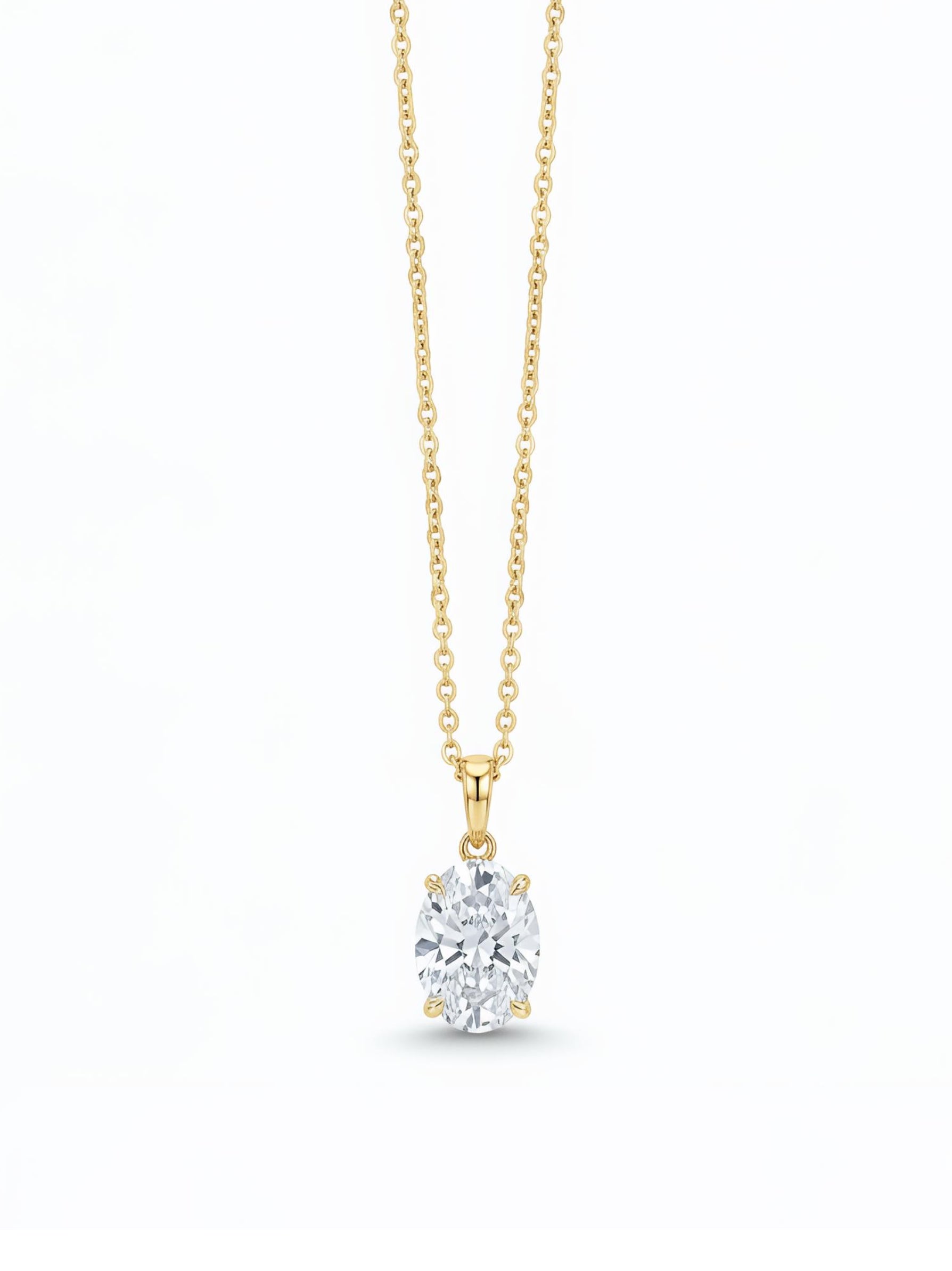 Raven Lore Oval Lab Diamond Solitaire Pendant in 18K Yellow Gold by Fiona Diamonds