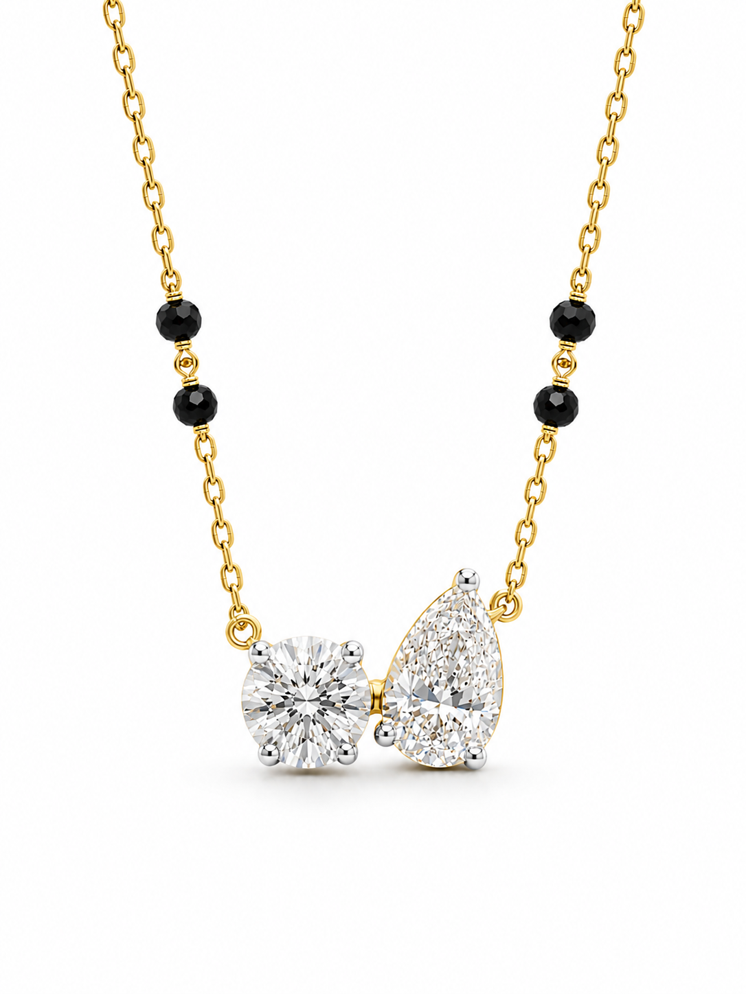 Daelith Veil Round Lab Diamond Mangalsutra in 18K Yellow Gold by Fiona Diamonds