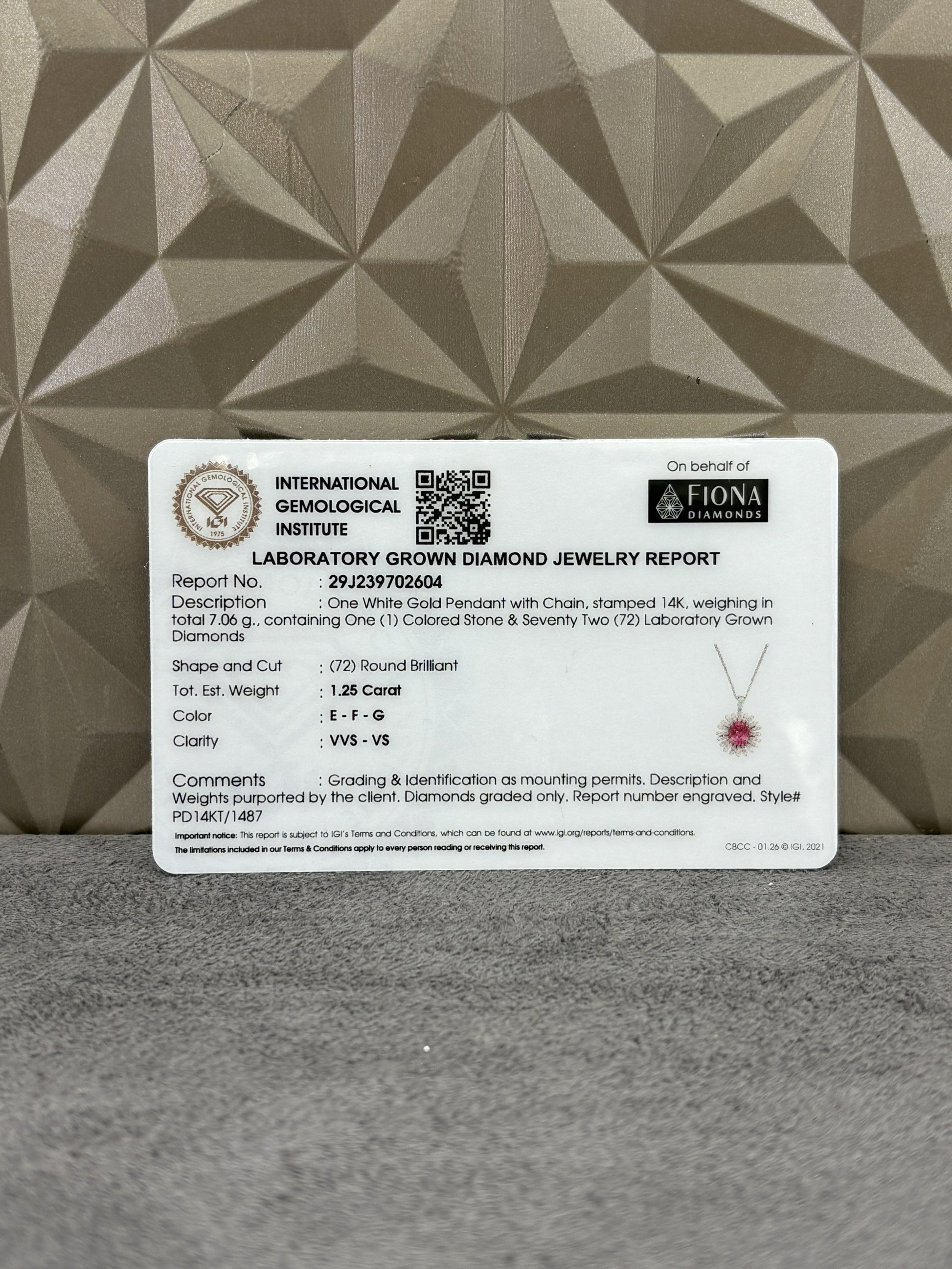 Fiona Diamonds Isola Glow Round Lab Diamond Designer Pendant in 14K White Gold - luxury