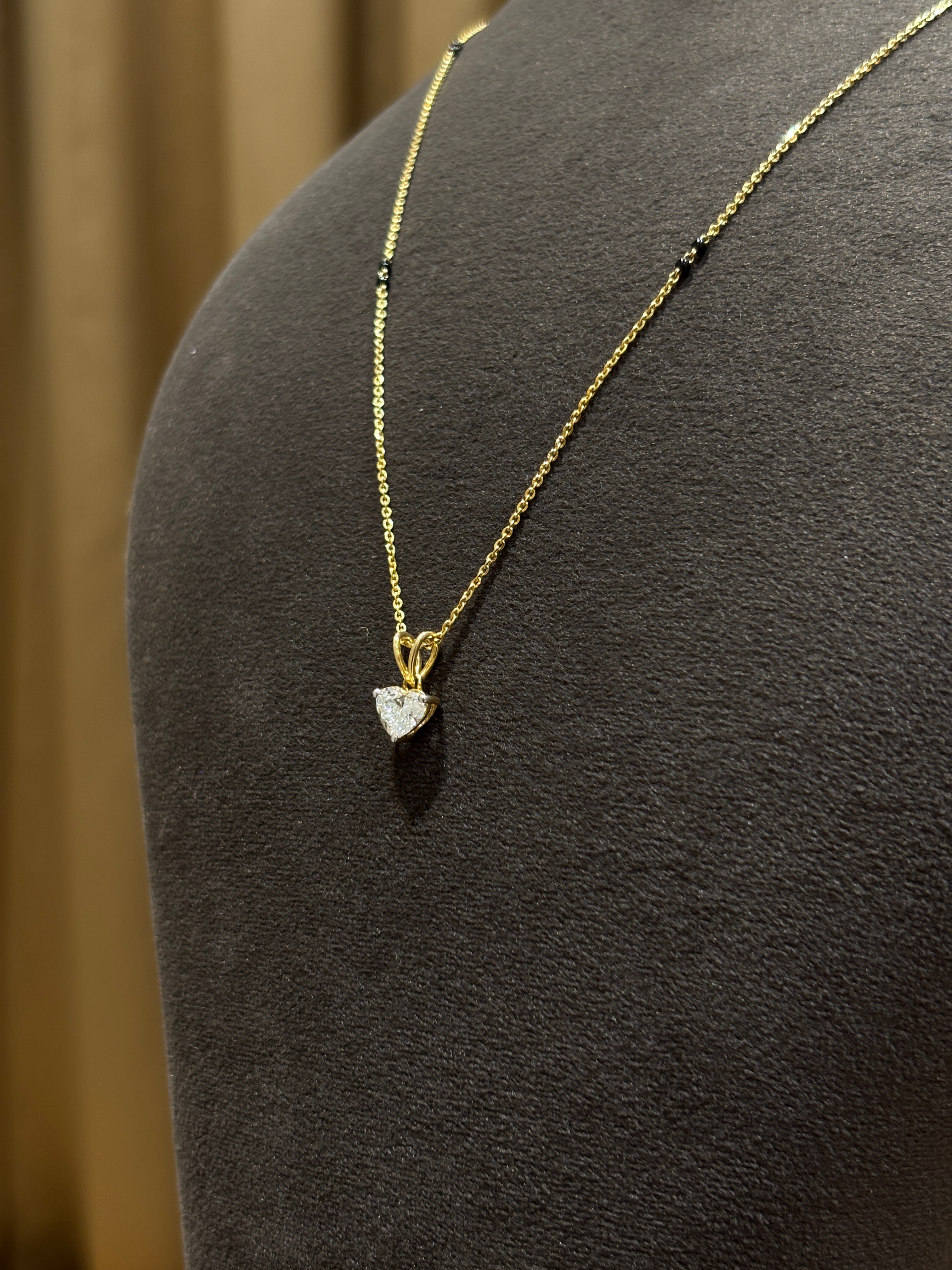 Heart Lab Diamond Mangalsutra - Serene Solstice in 14K Yellow Gold by Fiona Diamonds