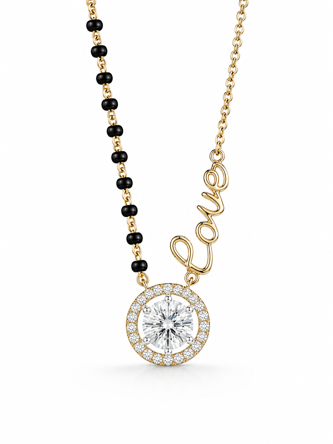 Quorra Glow Round Lab Diamond Mangalsutra in 18K Yellow Gold by Fiona Diamonds