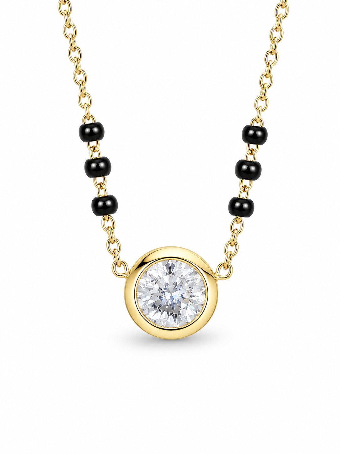 Elorin Haze Round Lab Diamond Mangalsutra in 18K Yellow Gold by Fiona Diamonds