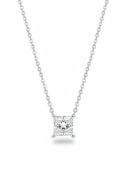 Lumen Motif Princess Lab Diamond Solitaire Pendant in 18K White Gold by Fiona Diamonds
