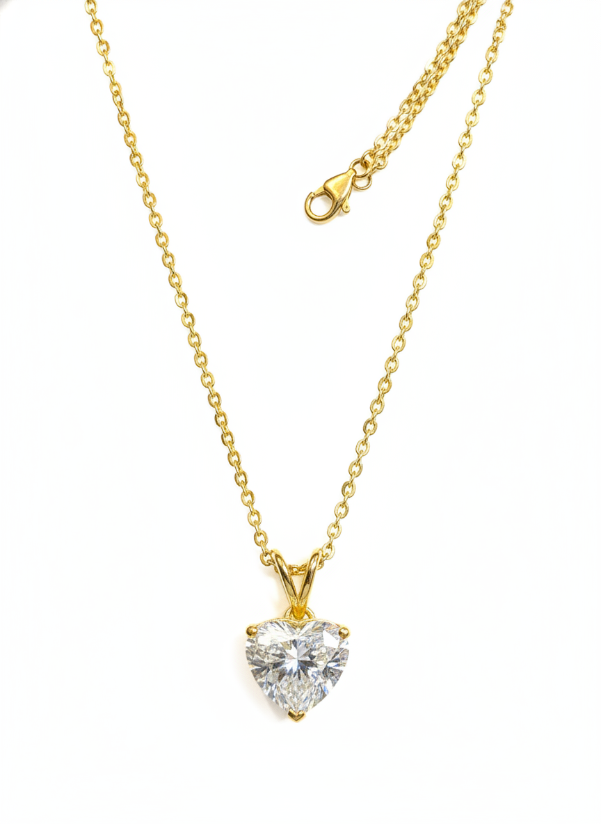 Gavryn Drift Heart Lab Diamond Solitaire Pendant in 18K Yellow Gold by Fiona Diamonds
