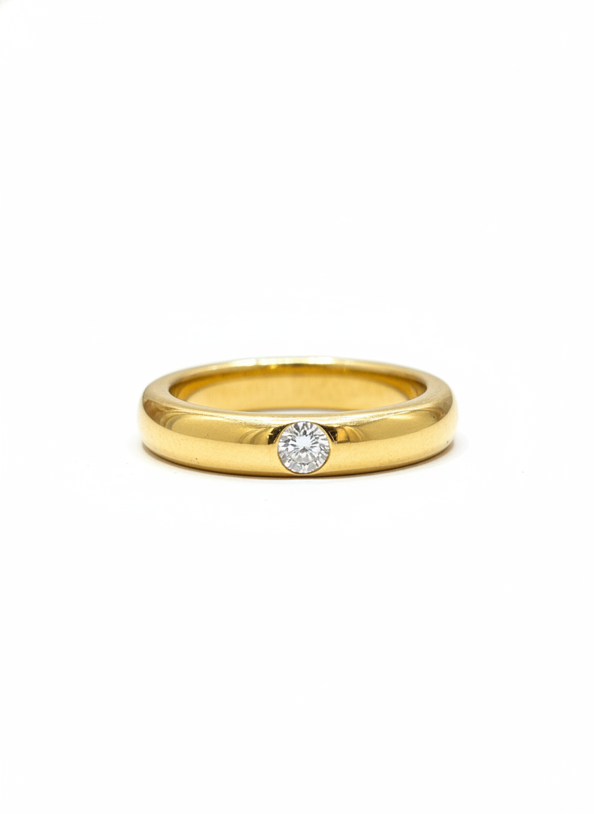 Canto Solitaire Round Lab Diamond Classic Solitaire Ring in 14K Yellow Gold by Fiona Diamonds