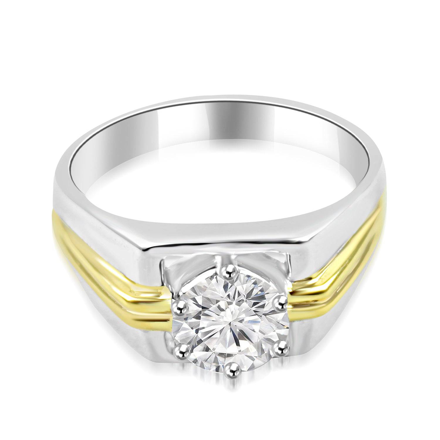 Adam 1ct Round Solitaire  Lab Diamond Men Ring - Fiona Diamonds - Fiona Diamonds