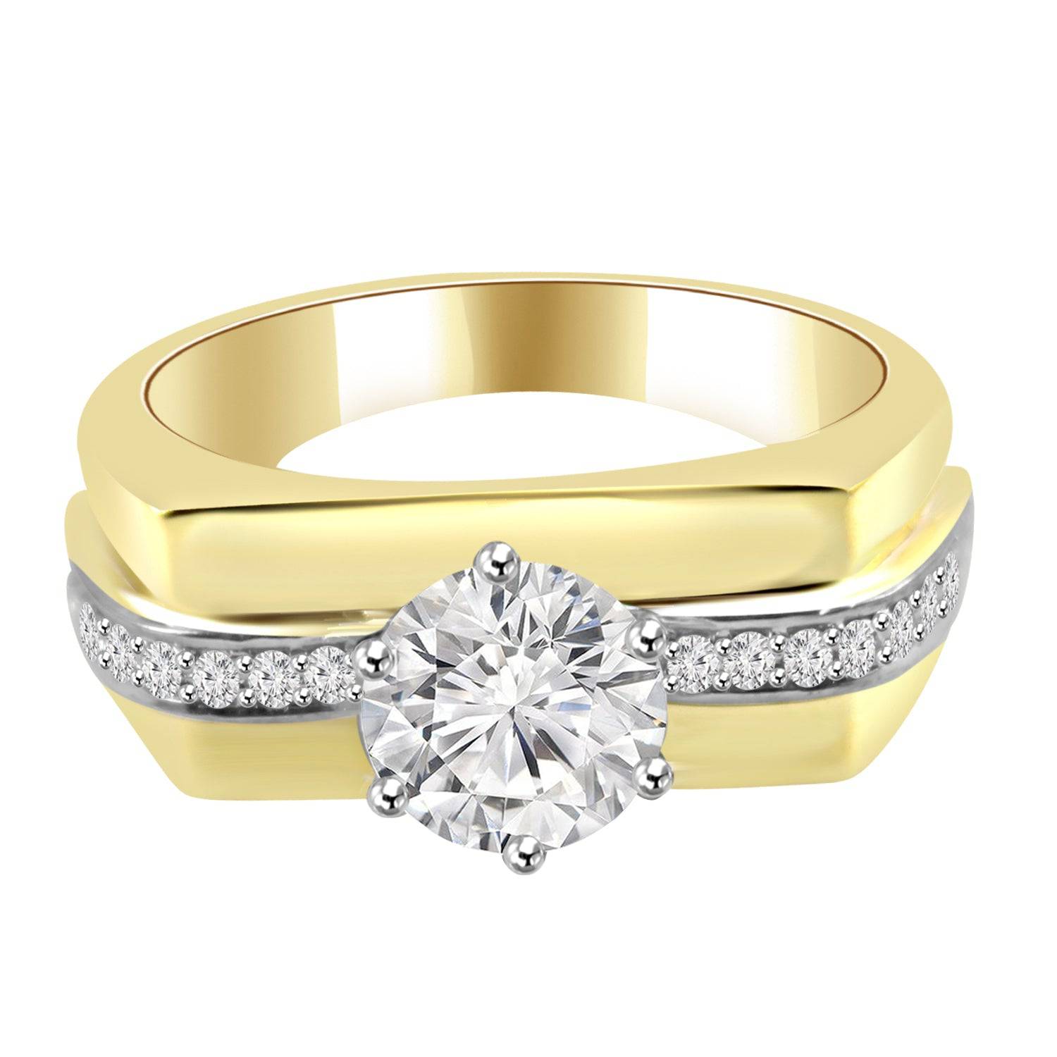 Ishaan 0.70 Pointer Round  Lab Diamond Men Ring - Fiona Diamonds - Fiona Diamonds