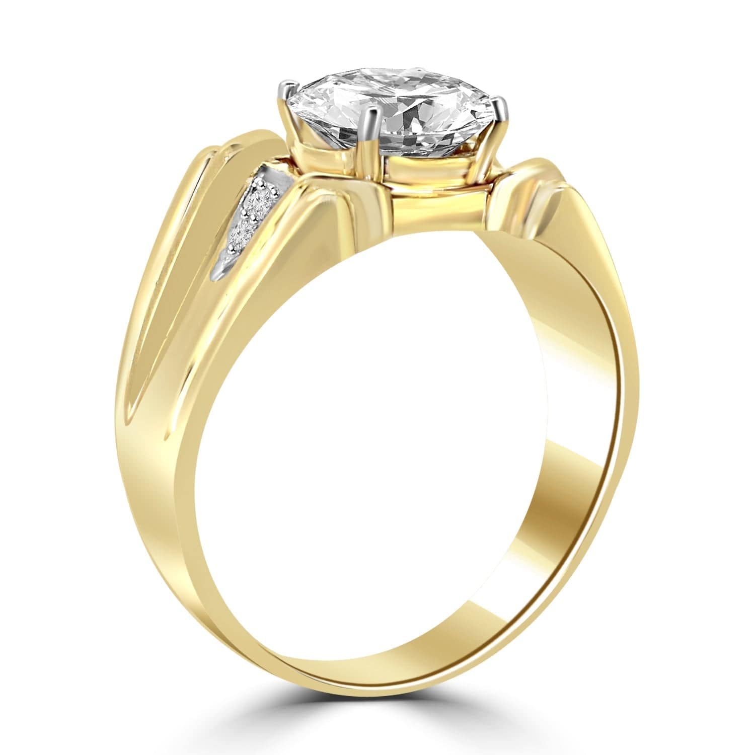 Lucky 1ct Round Lab Diamond Men Ring - Fiona Diamonds - Fiona Diamonds