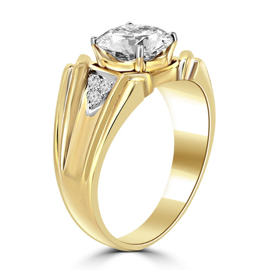 Round Diamond Halo Men's Engagement Ring | Ouros Jewels