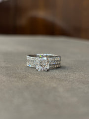 Celestial Bloom 1.5ct Cushion Lab Diamond Side Stone Solitaire Ring in 18K White Gold by Fiona Diamonds