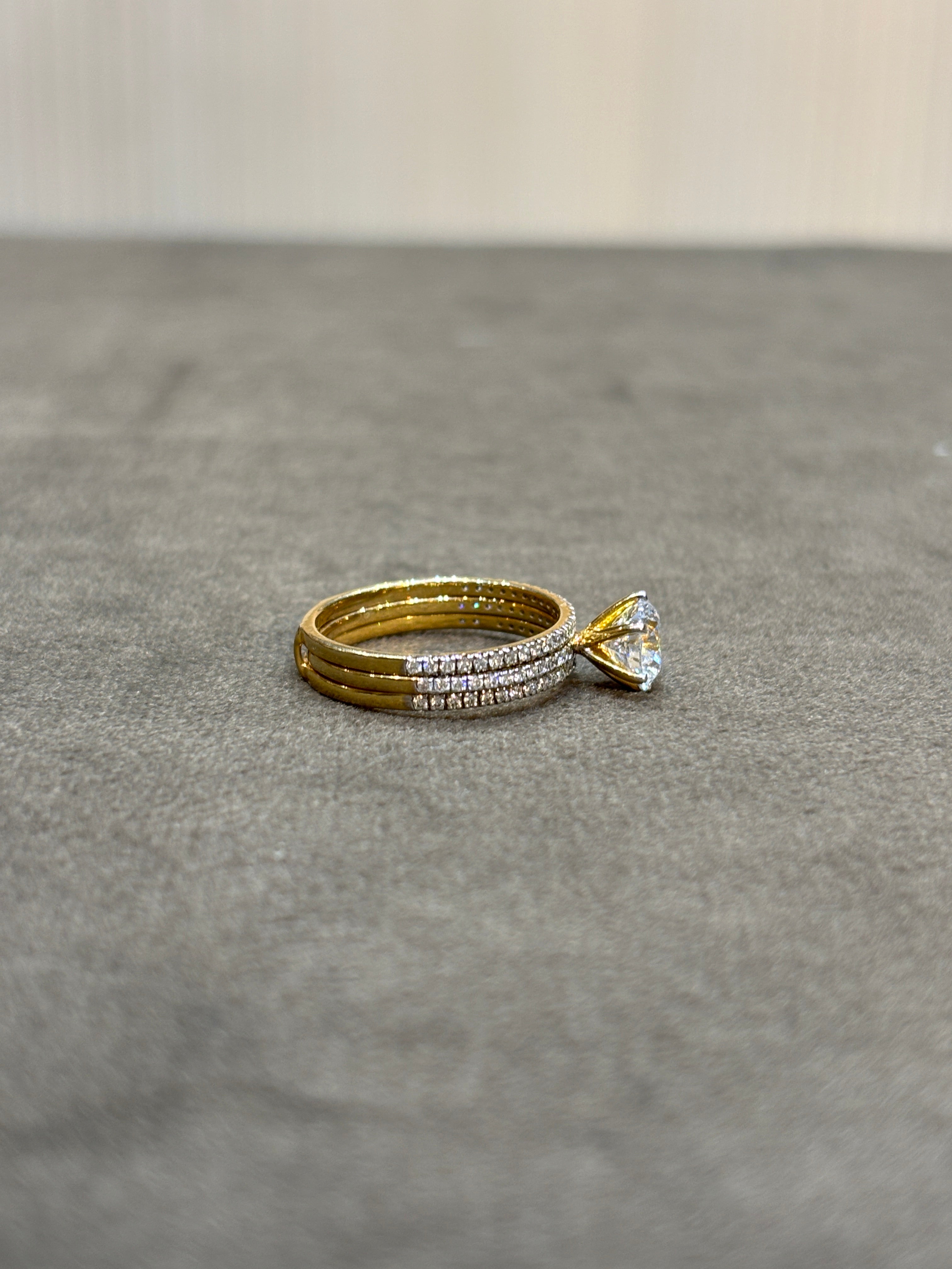 Fiona Diamonds Evren Callo Round Lab Diamond Classic Solitaire Ring in 18K Yellow Gold on hand