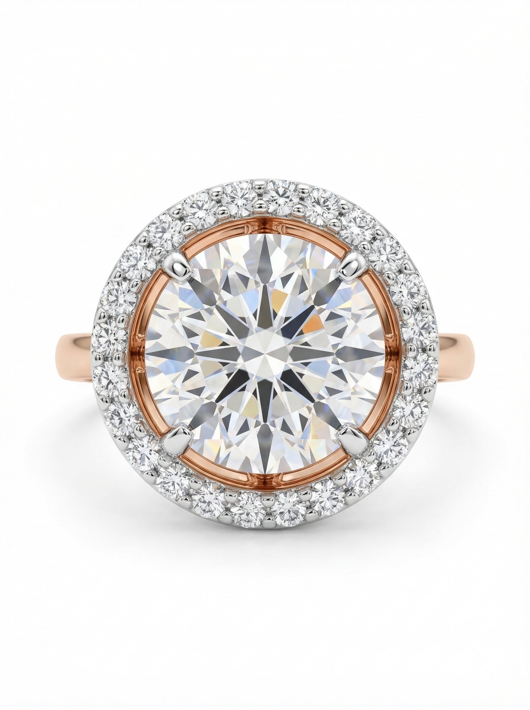 Seraph Coil Round Lab Diamond Halo Ring in 18K Yellow Gold by Fiona Diamonds