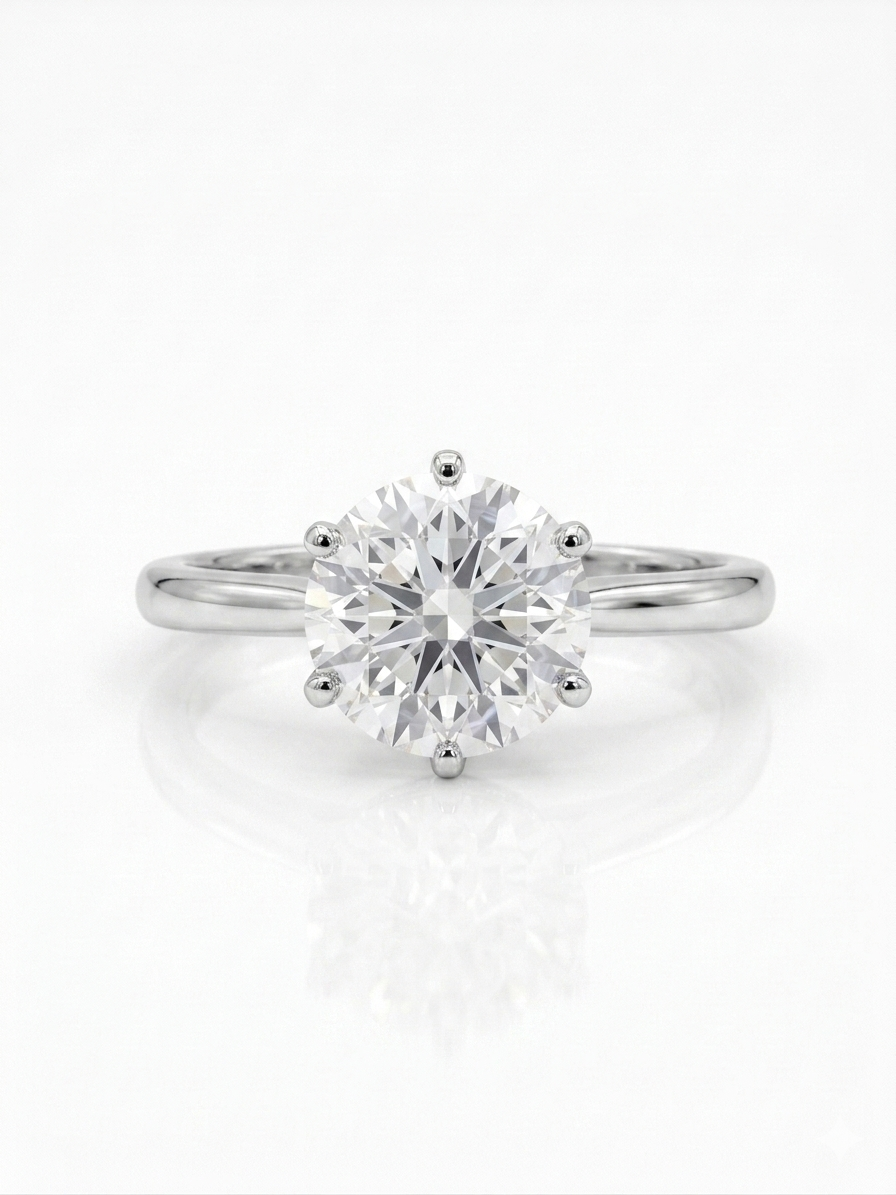Altair Cove Round Lab Diamond Classic Solitaire Ring in 18K White Gold by Fiona Diamonds