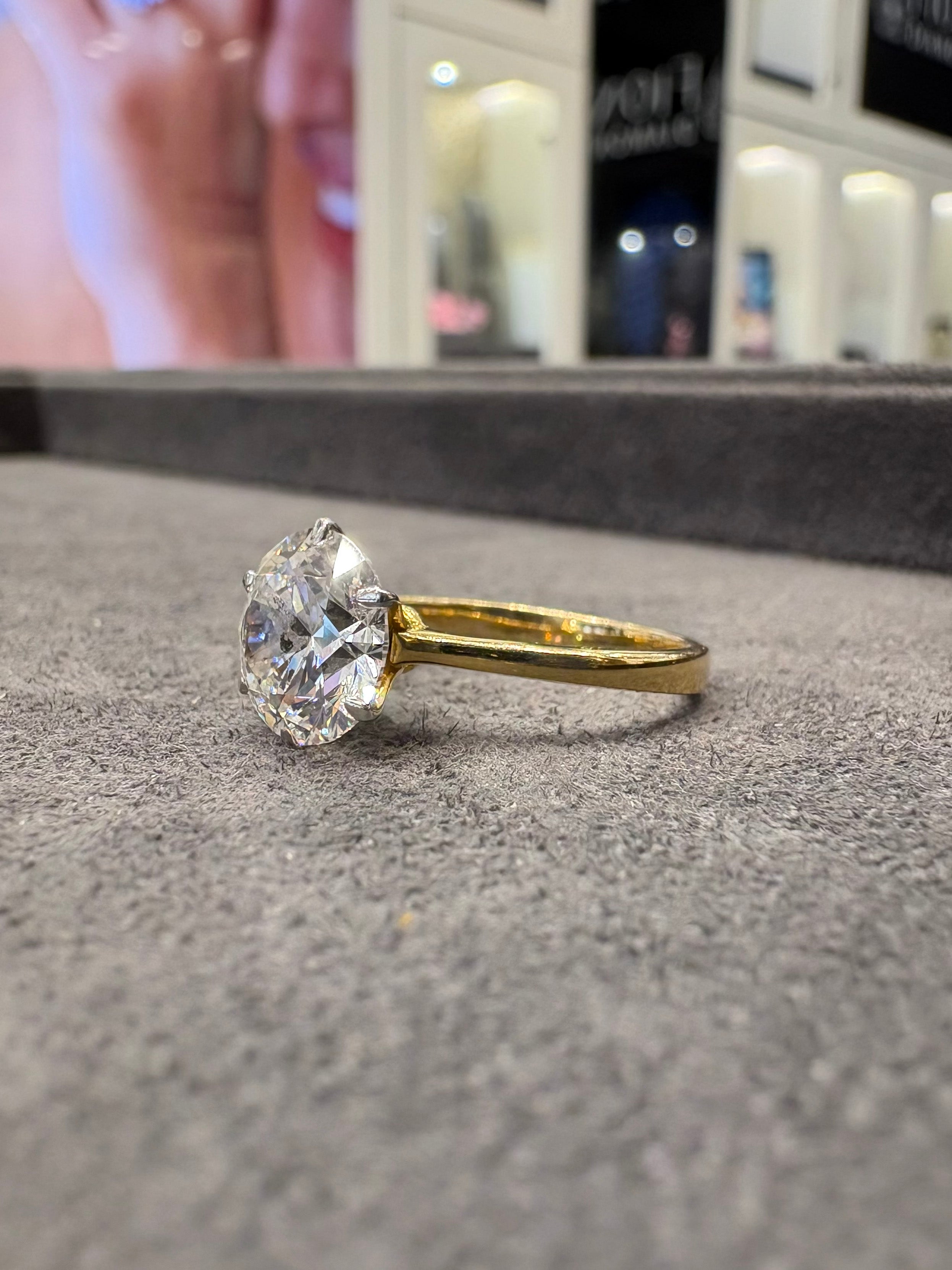 Side profile of Juniper Cove Round Lab Diamond Classic Solitaire Ring in 14K Yellow Gold Fiona Diamonds