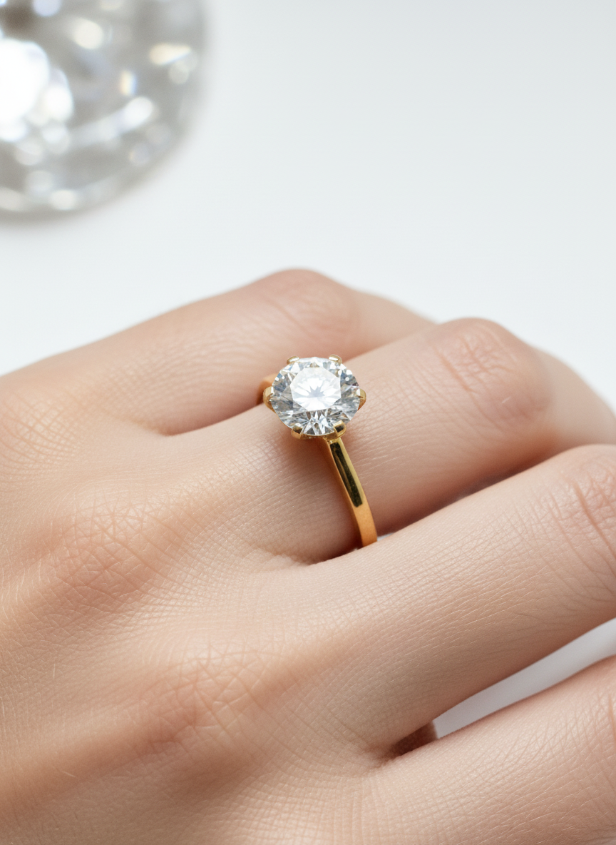 Flare Solitaire Lab Diamond Ring