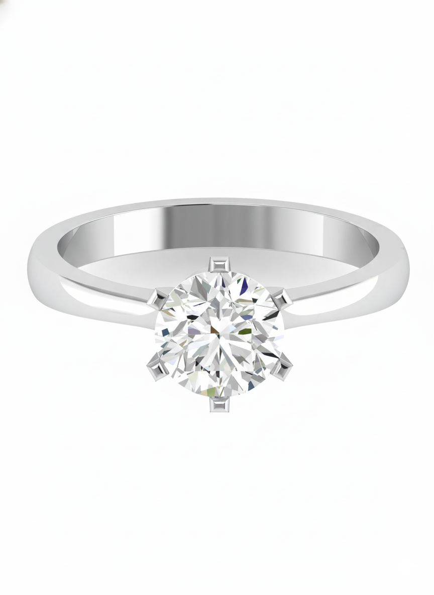 Briar Twist Round Lab Diamond Classic Solitaire Ring in 18K White Gold by Fiona Diamonds