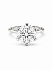 Helara Flare Round Lab Diamond Classic Solitaire Ring in 18K White Gold by Fiona Diamonds