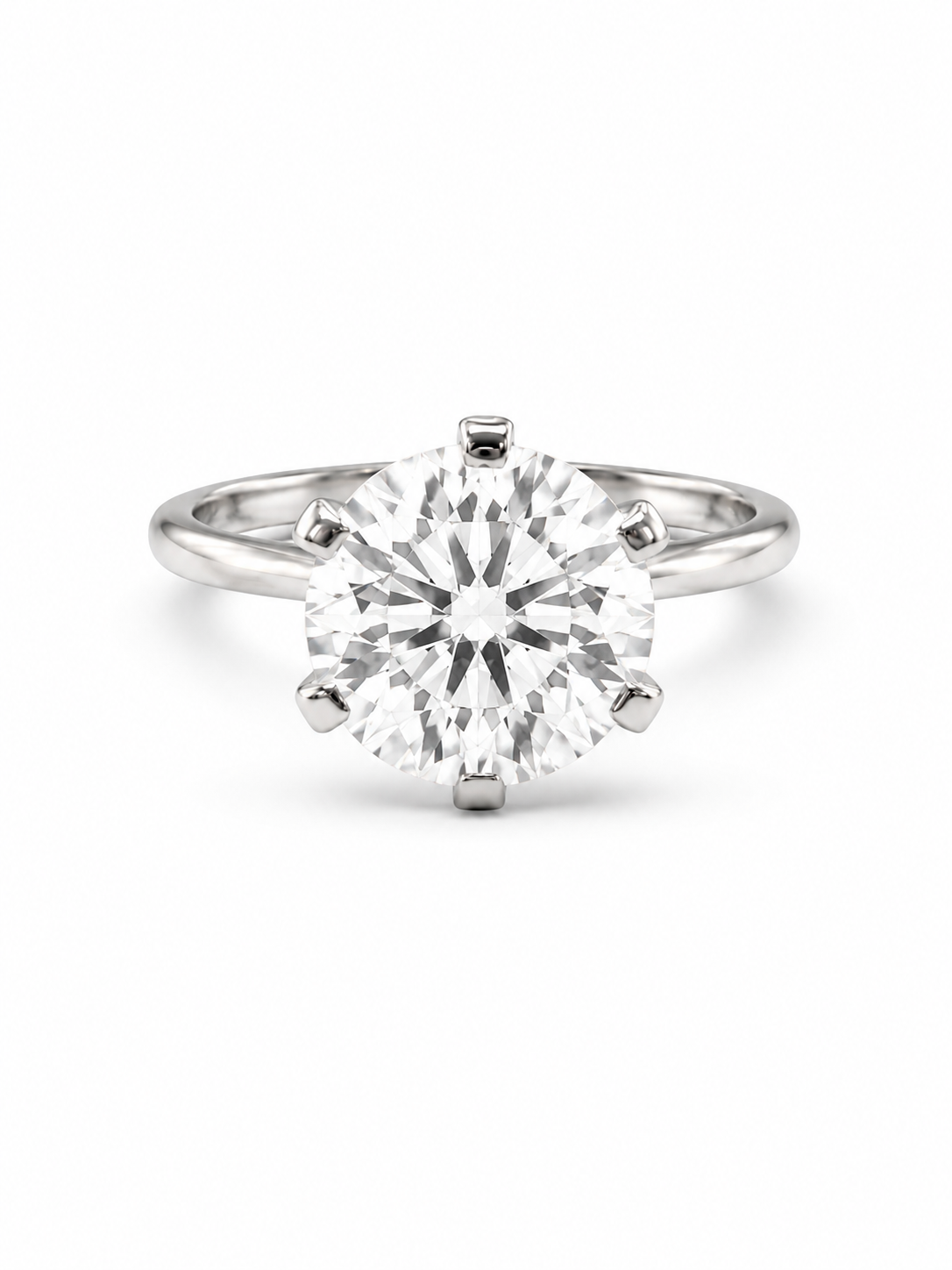 Helara Flare Round Lab Diamond Classic Solitaire Ring in 18K White Gold by Fiona Diamonds