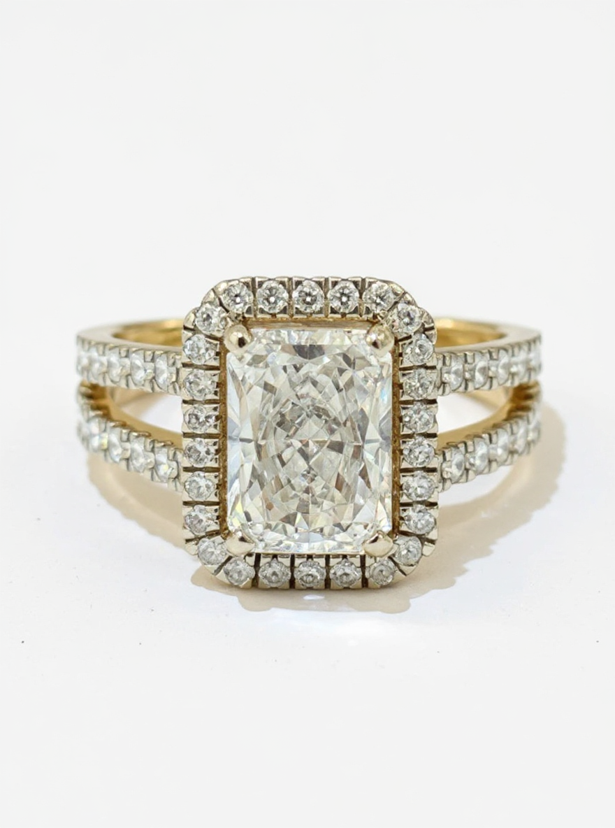 Golden Halo Lab Diamond Ring
