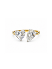 Caden Lune Heart & Pear Lab Diamond Toi Et Moi Ring in 18K Yellow Gold by Fiona Diamonds