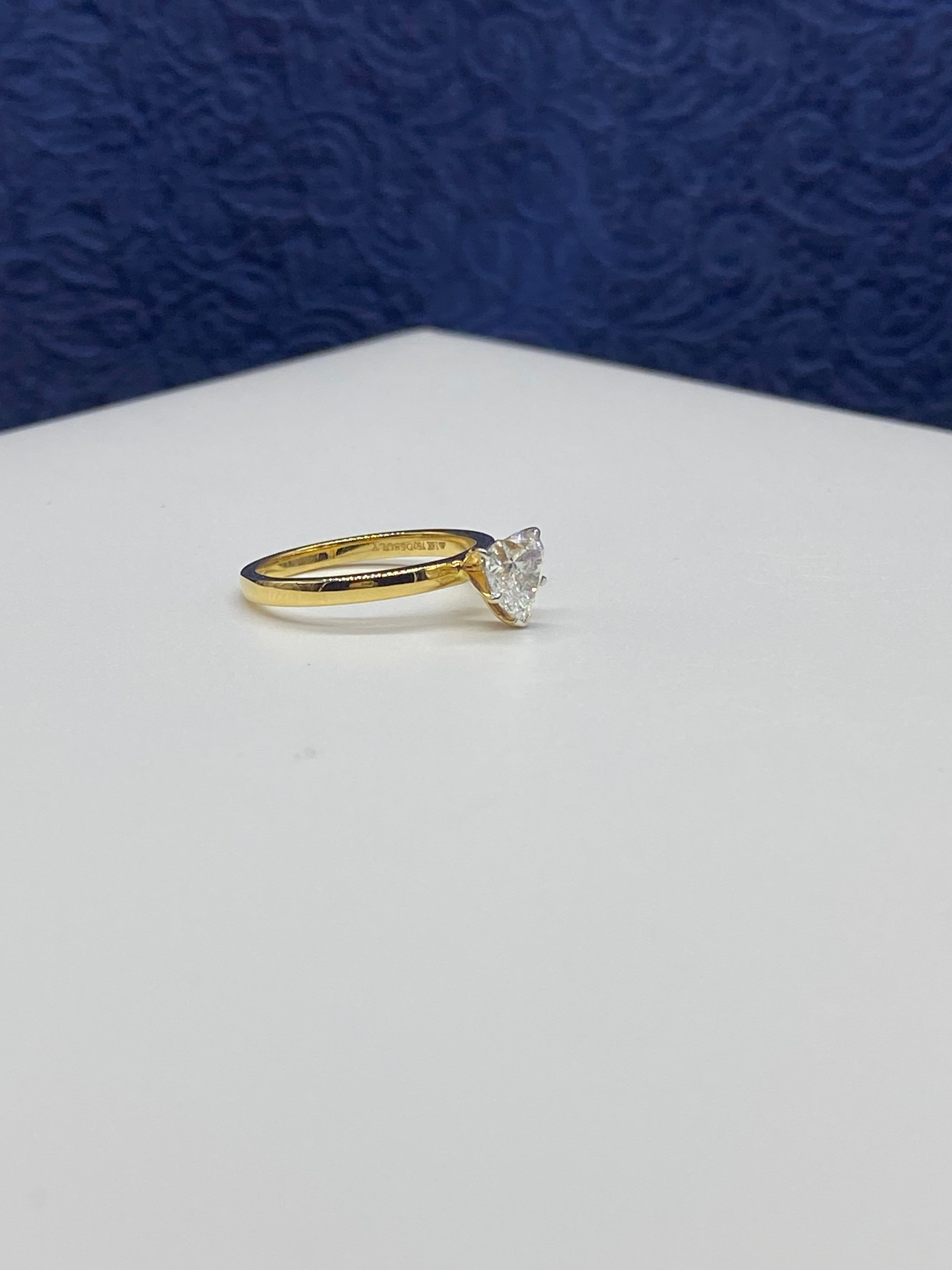 Heart Lab Diamond Classic Solitaire Ring in 18K Yellow Gold 1ct Heart Aether Crest by Fiona Diamonds