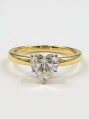 1ct Heart Aether Crest Heart Lab Diamond Classic Solitaire Ring in 18K Yellow Gold by Fiona Diamonds