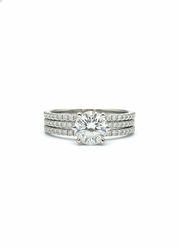 Tavion Crest Round Lab Diamond Side Stone Solitaire Ring in 18K White Gold by Fiona Diamonds