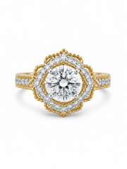 Myrath Glow Round Lab Diamond Halo Ring in 18K Yellow Gold by Fiona Diamonds