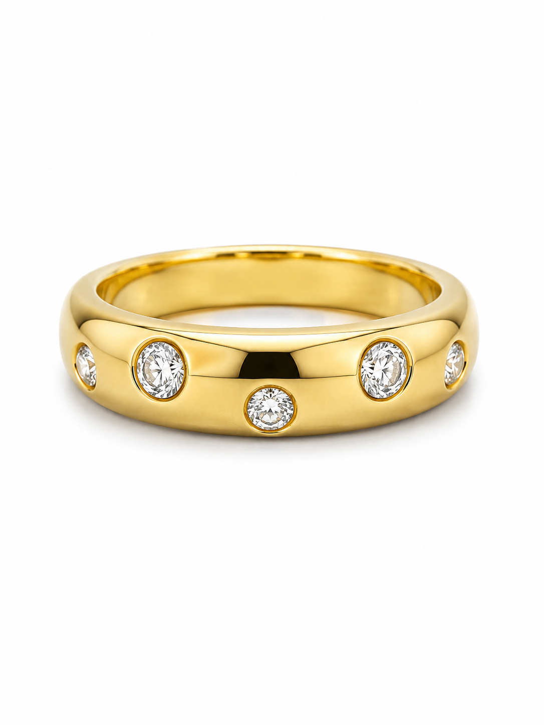 Naevyn Lore Round Lab Diamond Designer Ring in 18K Yellow Gold by Fiona Diamonds