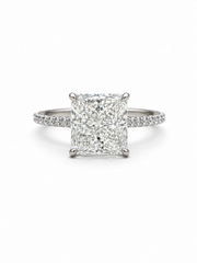 Mirage Flare Round Lab Diamond Side Stone Solitaire Ring in 18K White Gold by Fiona Diamonds