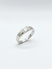 Blush Symphony 1ct Emerald Lab Diamond Classic Solitaire Ring in 18K White Gold by Fiona Diamonds
