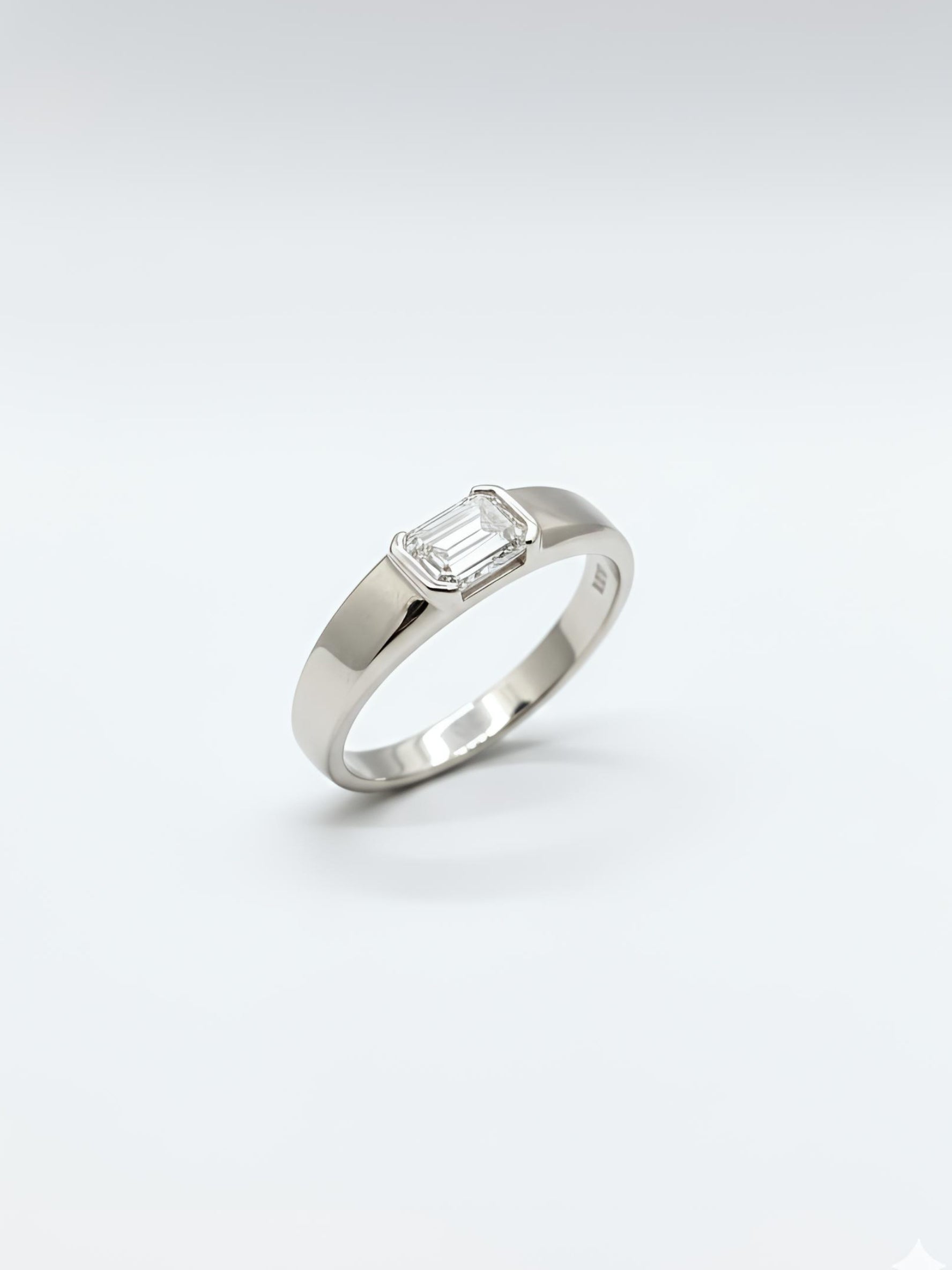 Blush Symphony 1ct Emerald Lab Diamond Classic Solitaire Ring in 18K White Gold by Fiona Diamonds