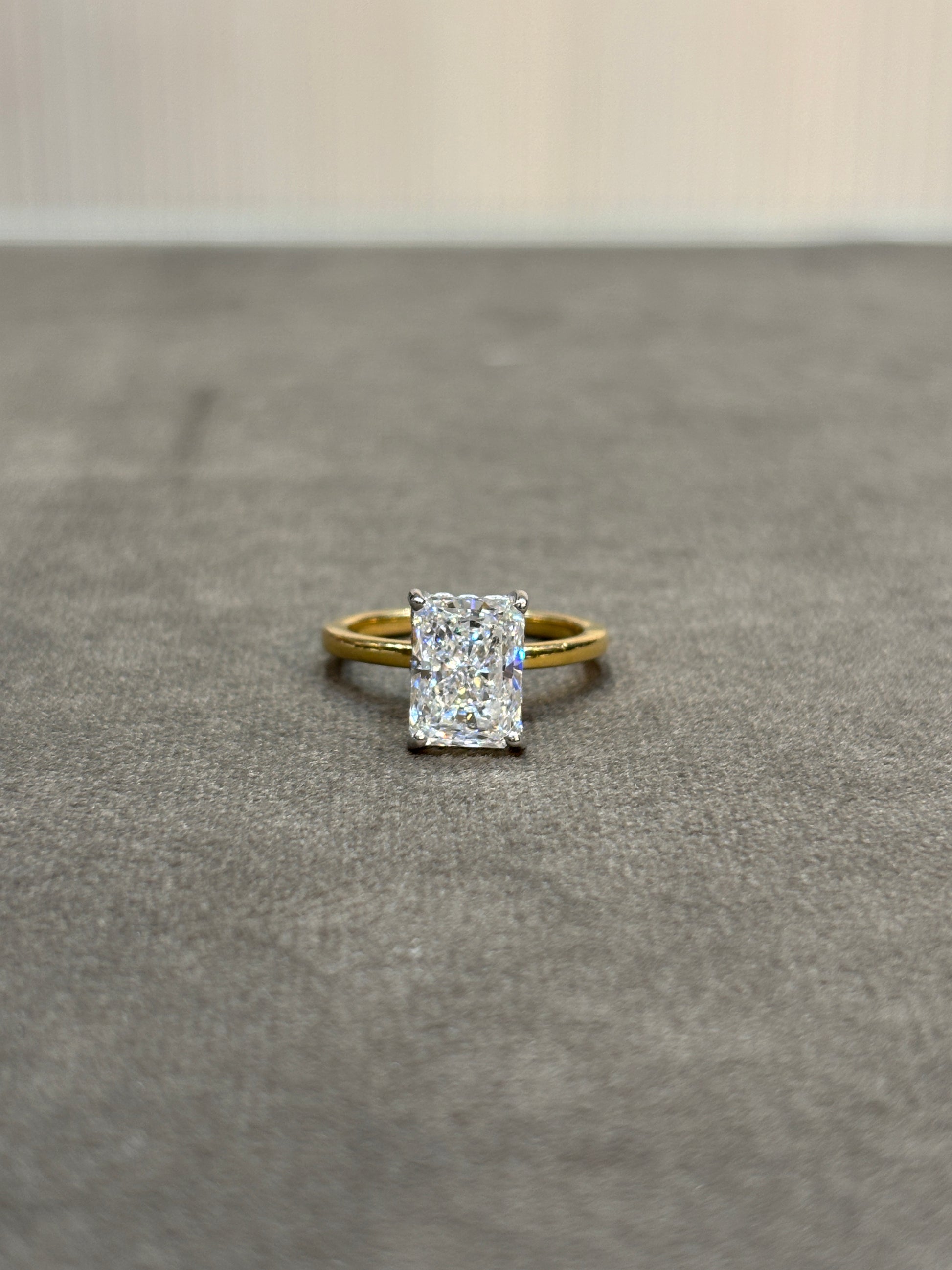 Draeven Coil Radiant Lab Diamond Classic Solitaire Ring in 18K Yellow Gold by Fiona Diamonds