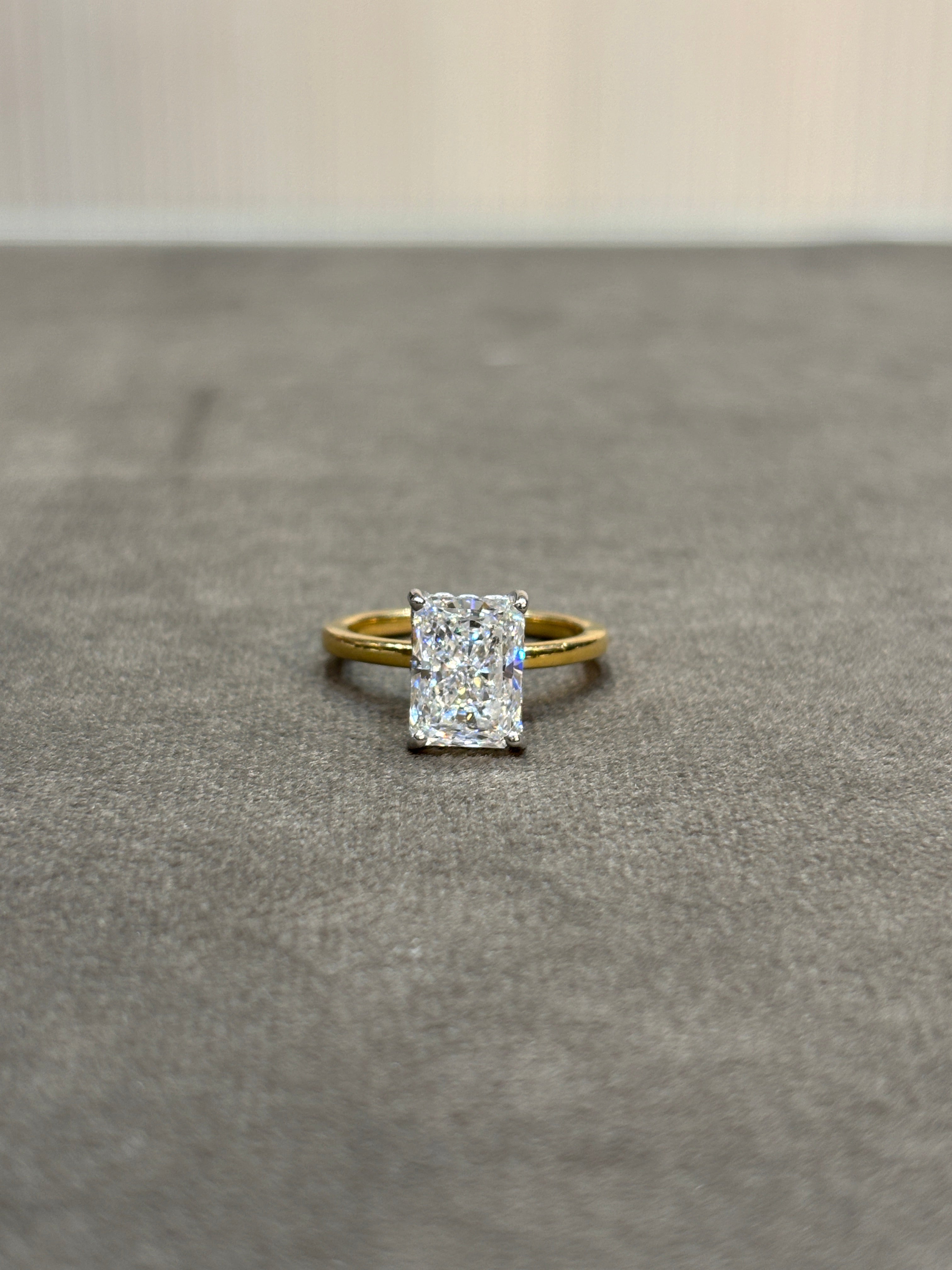 Draeven Coil Radiant Lab Diamond Classic Solitaire Ring in 18K Yellow Gold by Fiona Diamonds