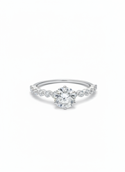 Avyrel Band Round Lab Diamond Side Stone Solitaire Ring in 18K White Gold by Fiona Diamonds