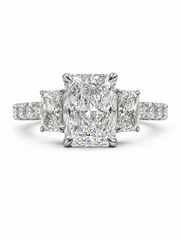 Zaren Drift Radiant Lab Diamond Three Stone Ring in 18K White Gold by Fiona Diamonds