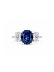 Sylvara Lace Oval Lab Diamond Three Stone Ring in 14K White Gold by Fiona Diamonds