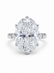 Briar Crown Oval Lab Diamond Side Stone Solitaire Ring in 18K White Gold by Fiona Diamonds