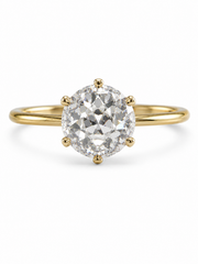 Qaelith Crest Round Lab Diamond Classic Solitaire Ring in 18K Yellow Gold by Fiona Diamonds