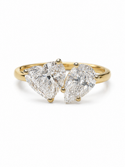 Ryvyn Drift Heart & Pear Lab Diamond Toi Et Moi Ring in 18K Yellow Gold by Fiona Diamonds
